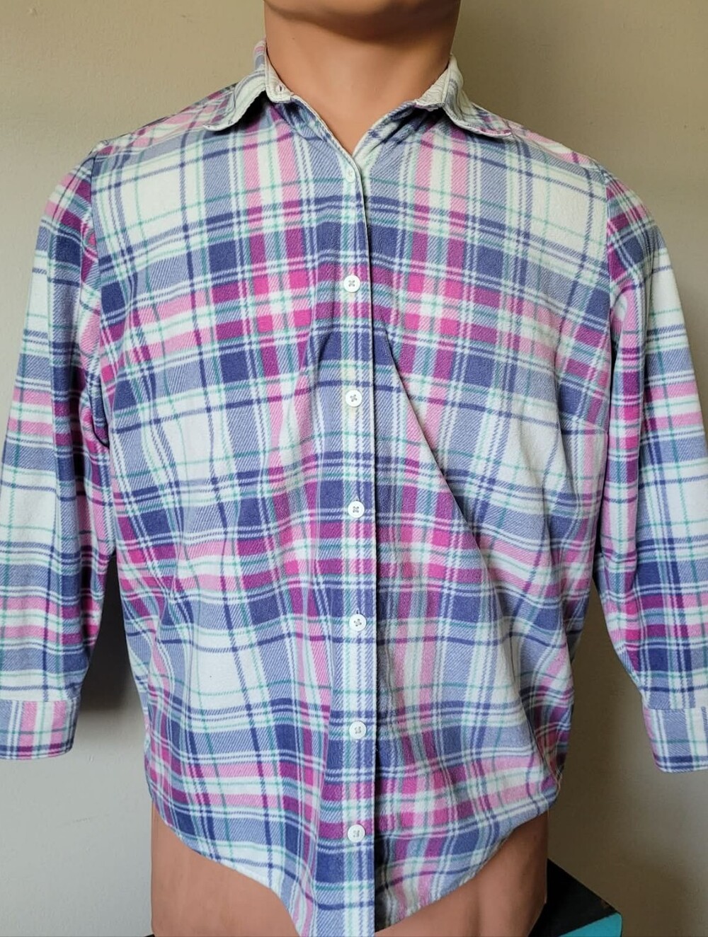 Riders By Lee Fuzzy Button Down Plaid Flannel Shirt